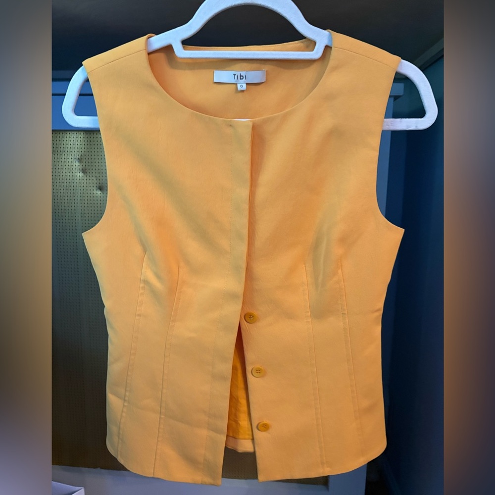 Tibi Vibrant Melon Sleeveless Top